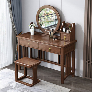 New Chinese Style <strong>Dressing</strong> <strong>Table</strong> Solid Wood <strong>Walnut</strong> <strong>Dressing</strong> <strong>Table</strong> with Mirror Integrated Bedroom Furniture - Product Image 1