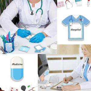 Cartoon Blue Medical Theme Sticky Notes Creative Memo <b>Pad</b> Personalized DIY Planner Stickers Reusable Magnetic Stationery Office - Product Image 5