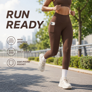Leggings Deportivos para Mujer, Cintura Alta, Acabado Mate, Sensación de Segunda Piel, Bolsillo para Teléfono, Transpirables, Elásticos, para Gimnasio y Running - Product Image 5