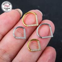 ASTM F136 Titan Wassertropfen Opal Nasenring Clicker Nasenstecker G23 Ohr Daith Helix Rook Ringe Körperschmuck
