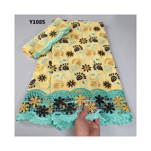 Broderie Africaine en Gros Suisse 100% Coton Voile Dentelle Tissu avec Pierres pour Ensemble Vêtement 5Y+2 Autriche Brodé - Product Image 1