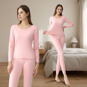 Conjuntos de Ropa Interior Térmica de Poliéster Tejido para Mujer, 2 Piezas, Invierno, Sin Costuras, Elástica, Cálida y Transpirable - Product Image 3