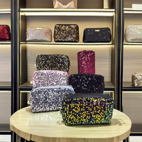 Luxe paillettes dégradé fermeture éclair moelleux trousse de maquillage Polyester Durable cosmétique sac de rangement mode paillettes voyage trousse de toilette
