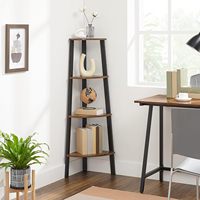 Rak Sudut 4 Tingkat Model Tangga Unit Penyimpanan Buku Tempat Tanaman Ruang Tamu Bingkai Kayu Industrial Rustic Rumah Multifungsi