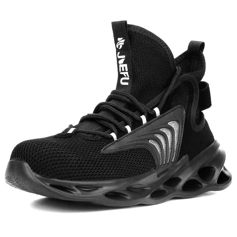 JIEFU nefes midcut güvenlik ayakkabıları spor adam için iş ayakkabısı çelik ayak anti-delinme iş güvenliği botları