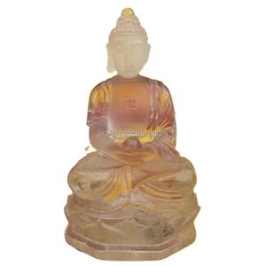 Hand Carved Natural Clear Quartz Crystal Buddha Statues For Home Decoration