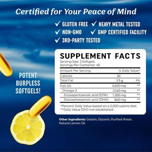 Oem/Odm Drievoudige Sterkte Omega 3 Visolie Epa & <span class=keywords><strong>Dha</strong></span> Beste Essentiële Vetzuren Premium Burpless Softgel Supplementen - Product Image 3