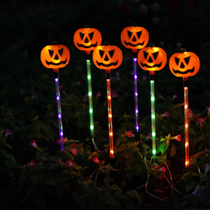 Lampes solaires d'Halloween à piquet de sol IP65, décorations de jardin LED étanches avec tubes transparents colorés, fantômes, citrouilles et crânes - Product Image 3