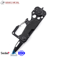 Couteau multifonction promotionnel, porte-clés, acier inoxydable, gadget EDC, pliable, pour le camping, avec lumière LED