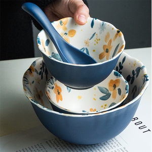 Juegos de platos de cerámica a granel con estampado personalizado Vintage nórdico barato de forma Irregular europea, vajilla - Product Image 4