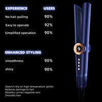 Sèche-cheveux et lisseur LED haute vitesse 2-en-1 avec revêtement céramique, tension universelle pour usage domestique, extérieur, camping-car et hôtel