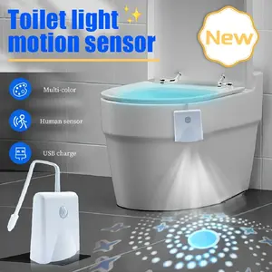 Lampes de nuit pour toilettes avec projecteur d'étoiles et capteur de mouvement, 16 couleurs changeantes, lumière LED pour siège de toilette - Product Image 4