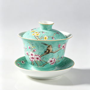 Gaiwan in Porcellana Rossa Premium Famille Rose, Stile Tradizionale <span class=keywords><strong>Sgraffito</strong></span>, Motivo Serenità Invernale, Tazza per Tè Kung Fu con Coperchio - Product Image 3