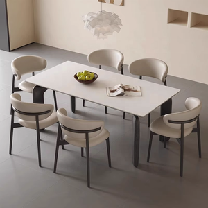 Cucina di lusso 8 posti tavolo da pranzo in marmo Set 6 posti tavolo da pranzo in pino Ecycled durevole Set 6 sedie - Product Image 2