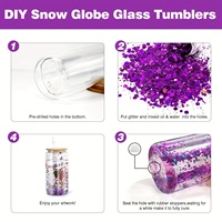 Entrepôt aux États-Unis Gobelet en verre de sublimation à double paroi avec couvercle en bambou et paille pré-percée de 20 oz 16oz SnowGlobe Can