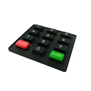 Botón de goma de silicona de color, teclado rojo y verde, 1 millones de actuaciones por tecla 10 Msec. Máximo RSRK073104 15 Kv/mm