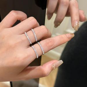 Women's Romantic Small Diamond <b>Ring</b> S925 Pure Silver Stacked Half <b>Circle</b> Minimalist Broken Diamond <b>Ring</b> - Product Image 5