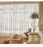 Tissu de rideau transparent froissé de qualité supérieure CC-6-003 90GSM, voile uni extra large 280cm-340cm pour salon et chambre à coucher