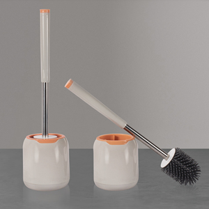 Escobilla de baño HOLAMOPA TPR y soporte de enchufe montado en la pared mango ergonómico contenedor a prueba de fugas baño esencial - Product Image 1