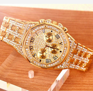 <span class=keywords><strong>Orologio</strong></span> da <span class=keywords><strong>Uomo</strong></span> HipHop 2020 Placcato <span class=keywords><strong>Oro</strong></span> con Cinturino in Metallo e Pietre - Product Image 2