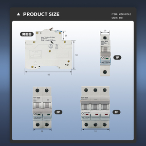 MEZEEN MZ65 1 2 3 4 Polos AC Mini Disyuntores 1 2 3 4 5 6 10 <span class=keywords><strong>16</strong></span> 20 25 32 40 50 63A Single Pole 10kA MCB - Product Image 4