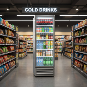 Refrigerador Comercial Vertical Klimasan de 448 L con Puerta de Vidrio Simple para Exhibición de Bebidas, Temperatura de 0/+10 °C, Voltaje de 220-240 V/50 Hz - Product Image 3