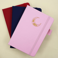 Agenda en cuir rigide avec fleurs de lune du Ramadan musulman, organiseur scolaire, carnet avec bande élastique