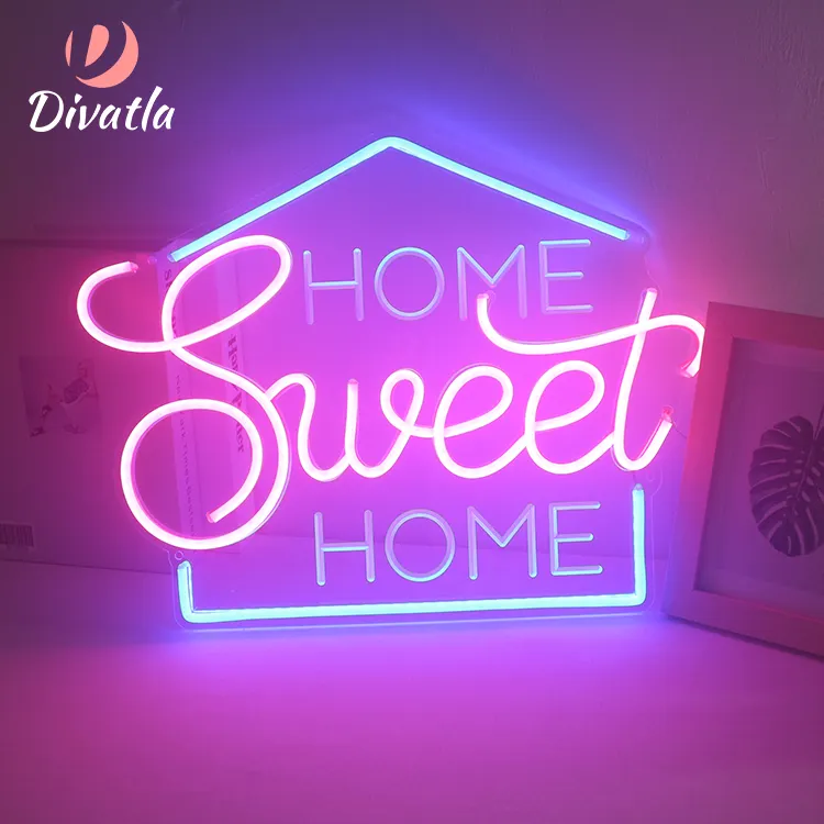 DIVATLA Hot Sale Residential Colorful 12V Pink Sweet Home Acrylic Body Neon Light Dimmer LED Neon Signs