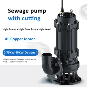 High Lift And Large Flow Sludge Cutting Pump Non Clogging Centrifugal Submersible Sewage Pump With Grinder