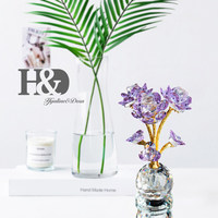Décoration florale en verre cristal pour la Saint-Valentin et le Qixi Festival – Cadeau créatif et romantique pour bureau/coiffeuse