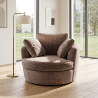 Fauteuil Canapé Simple Moderne en Velours OEM ODM avec Rembourrage en Éponge, Design Rotatif, Chaise Longue de Luxe pour Villa
