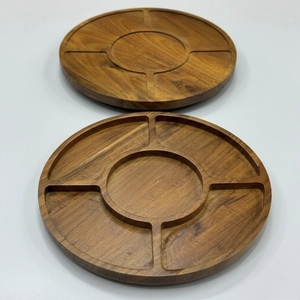 Assiettes en bois d'acacia du Vietnam, assiettes rondes en bois, faciles à nettoyer, légères, pour plats, en-cas, desserts - Product Image 6