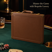 Boîte cadeau personnalisée pour jetons de poker avec présentoir de jeu de table en cuir PU marron et emballage de codage de cartes