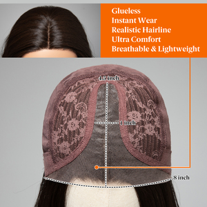 Perruque synthétique en gros, Lace Front ondulée, en fibre résistante à la chaleur, non inflammable, sans colle, brun foncé, avec monofilament - Product Image 4