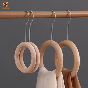 SUNBO بالجملة حلقة خشبية صلبة معلقة حلقة وشاح متعددة الوظائف سجل اللون S هوك شماعات - Product Image 2