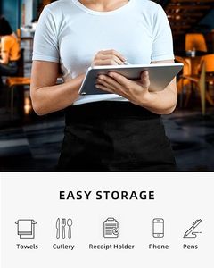 Tabliers <span class=keywords><strong>de</strong></span> cuisine imperméables noirs avec logo personnalisé tablier court avec poches demi-tablier <span class=keywords><strong>de</strong></span> chef serveur <span class=keywords><strong>serveuse</strong></span> - Product Image 3