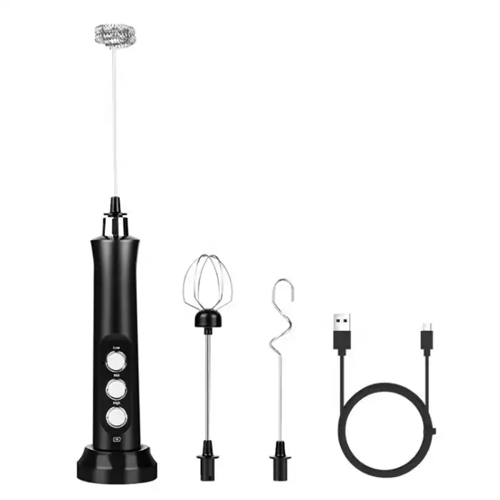 Electric Milk Frother USB Rechargeable 3 Speeds Handheld Whisk