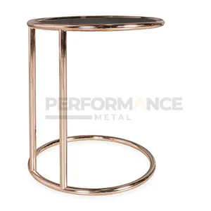 Consola de muebles de mesa de centro elegante de acero inoxidable de vidrio ahumado negro moderno y de lujo de nuevo diseño