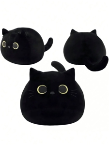 Peluche chat noir, coussin, jouet doux, animaux en peluche, poupée chat anime, jouets en peluche pour garçons, filles, amis, décoration de chambre - Product Image 5