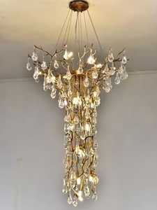 Zeal Lighting High Quality Modern Gold Crystal <b>Chandelier</b> <b>Large</b> Tree Branch Design for Hotels Villas - Product Image 2