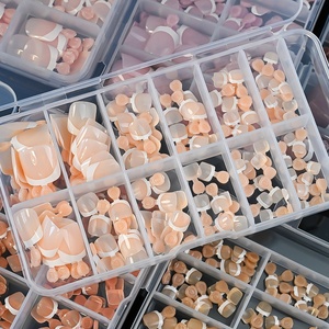 120 Pièces de faux <span class=keywords><strong>ongles</strong></span> de pieds carrés courts, style français, rose nude à bord blanc, en ABS haut de gamme, pré-conçus - Product Image 2