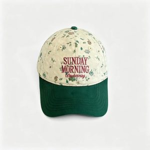 Casquette de baseball vintage à fleurs brodée, casquette snapback bicolore, casquette en coton vieilli rétro pour la protection solaire estivale - Product Image 1