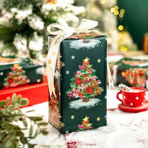 Papel de Regalo Navideño Burymento, 17 Pulgadas x 32.8 Pies, Doble Cara, Diseño de Árbol Verde y Lazo Rojo, para Envolver Regalos - Product Image 4