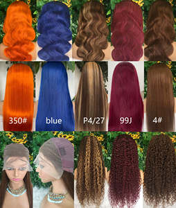 Nouveauté Perruque Lace Front Cheveux Humains Ondulation Souple et Ample Couleur P4/<span class=keywords><strong>Orange</strong></span> 350 Lace Frontale Transparente 5*5 Sans Colle Pré-Plumée - Product Image 6