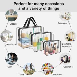 Clear PVC Cosmetic <b>Bag</b> Set 6pcs Waterproof <b>for</b> <b>Toiletry</b> Makeup <b>Bags</b> with Zipper Portable Handle <b>for</b> Women <b>Men</b> Kids Gift - Product Image 4