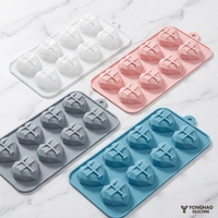 Diamant-Herzform 8-Loch Silikon-Kuchenform Flexibel BPA-frei Lebensmittelecht für Valentinstag Schokolade Bonbons Gelee Seifenherstellung DIY
