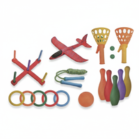 Ensemble de jouets de sport d'extérieur : Avion en mousse, lanceur de balles à catapulte, jeu de lancer d'anneaux, mini bowling, jeux de lancer volants en plastique pour enfants