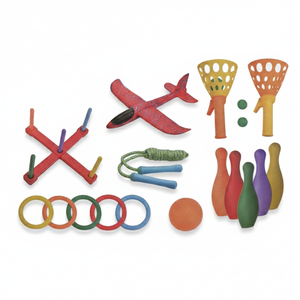 Ensemble de jouets de sport d'extérieur : Avion en <span class=keywords><strong>mousse</strong></span>, lanceur de balles à catapulte, <span class=keywords><strong>jeu</strong></span> de lancer d'anneaux, mini <span class=keywords><strong>bowling</strong></span>, jeux de lancer volants en plastique pour enfants - Product Image 5