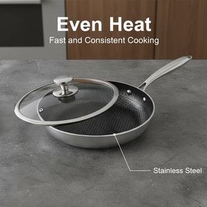 22cm çift taraflı BPA içermeyen ve gıda sınıfı üç katlı paslanmaz çelik olmayan etiket kızartma tavası aile yemekleri için - Product Image 1