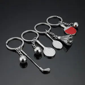 Novelty Badminton Table Tennis Sports Keychain Advertising Gifts Waist Hanging Metal Keychain